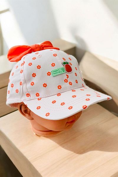 Minigimin Cicileri My Little One's Ciceleri (1-3 Years) Girl's Cap Hat with Bow Detail - Orange