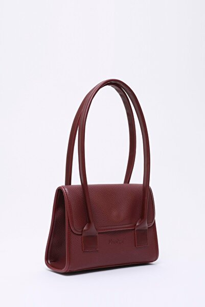 TENA Women's Burgundy Single Compartment Snap Fastener Handbag and Shoulder Bag Stn-Burgundy