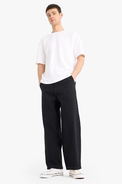 DeFacto Oversize Φαρδιά Εφαρμογή Crew Neck Basic Μασίφ κοντομάνικο T-shirt E9798AX25SP