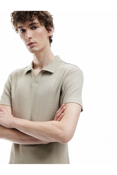 Koton Βαμβακερό κοντομάνικο μπλουζάκι Basic Polo Slim Fit