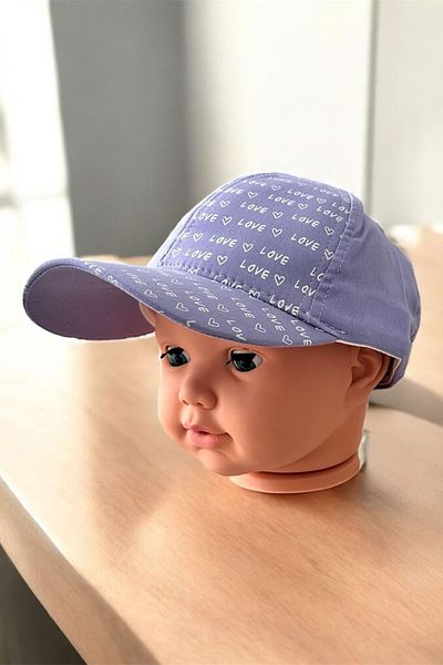 Minigimin Cicileri My Little One's Cicileri (4-8 Years) Love Printed Sports Cap - Purple