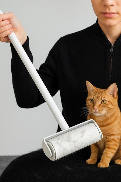 Blessca Tüy Toplayıcı Rulo ve Kedi Köpek Tüyü Tiftik Kıyafet Toz Toplama Rulosu Yapışkanlı ve Saplı XL