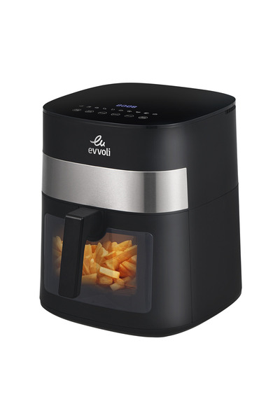 evvoli مقلاة هوائية سعة 8 لتر مع 10 برامج محددة مسبقًا، 1800 واط، نافذة شفافة...