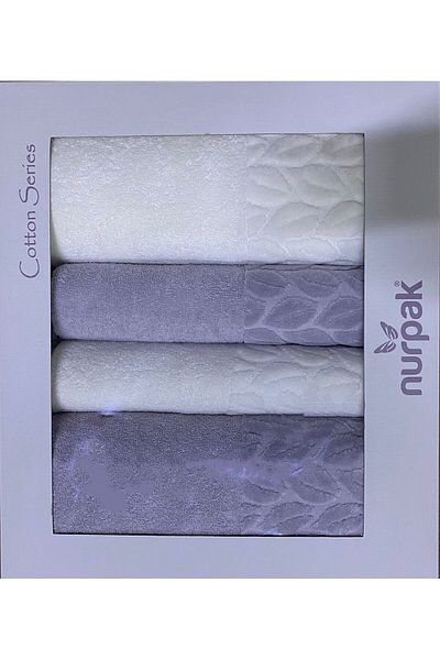 Nurpak Hazal Bath Set - Nurpak 4-Piece Turkish Bath Towel Set-2pcs 50x90-2pcs 90x150 Towels