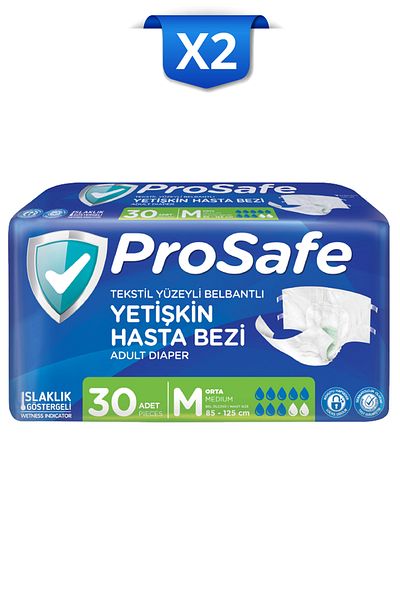 PROSAFE Medium Size Adult Diapers - Waistband, 30Pcs X2