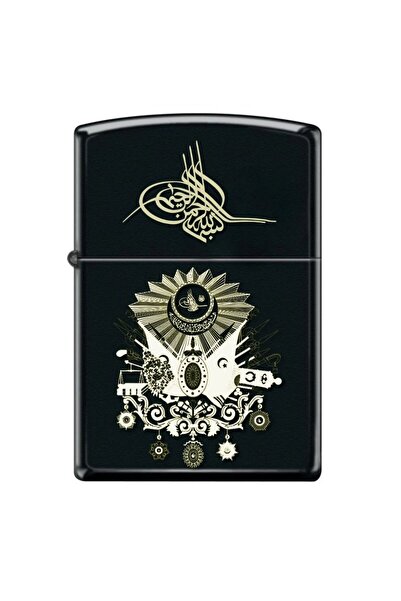 666 Osmanlı Arması Tuğra Siyah Metal Çakmak Benzinli Tarzı Silinmez Resimli H...