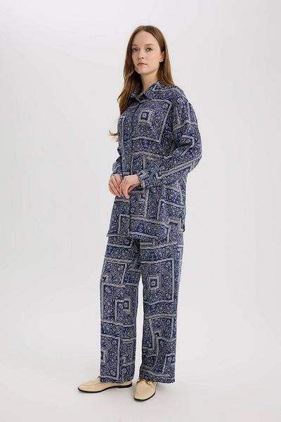 DeFacto Regular Fit Paisley Patterned Viscose Beach Pants-Fall in Love C3159Ax25Sp