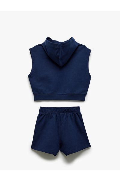 Koton Cotton Hooded Sleeveless T-Shirt and Shorts Set