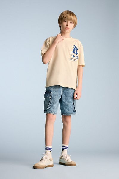 DeFacto Boy Oversize Wide Fit Crew Neck Printed Short Sleeve T-Shirt B6165A825Sm