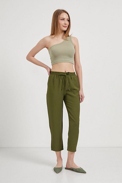 Arma Life Women's Elastic Waist Comfortable Khaki Carrot Pants