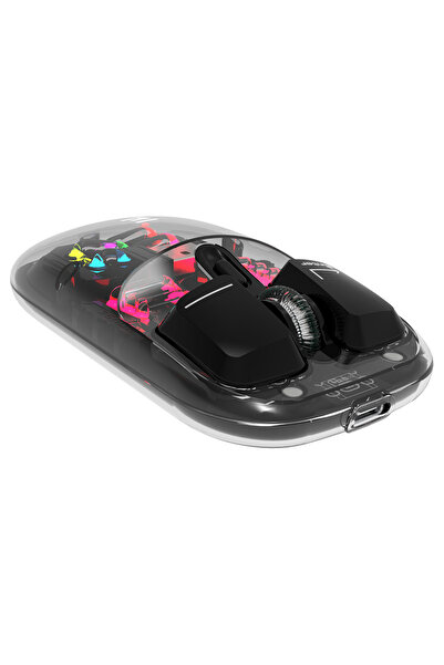 Everest OPAL Şarj Edilebilir Sessiz Siyah Transparan RGB 2in1 2BT ve 2.4GHz Kablosuz Mouse