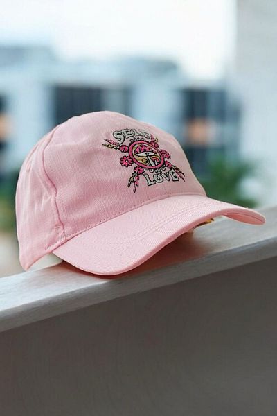 Minigimin Cicileri My Little One's Cicileri (4-8 Years) Self Love Peace Embroidered Girl's Hat - Light Pink