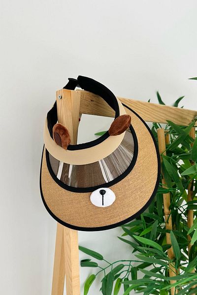 Minigimin Cicileri My Little One's Ciceras (6-12 Years) Children's Visor Hat with Ear Detail - Brown