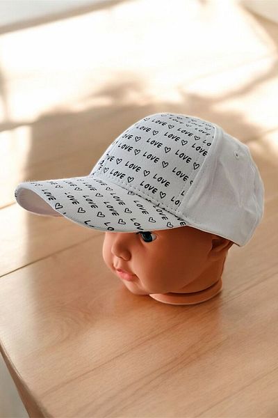 Minigimin Cicileri My Little One's Cicileri (4-8 Years) Love Printed Sports Cap - White