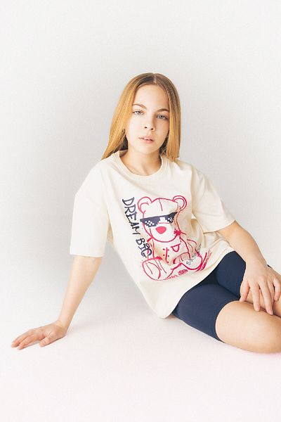 DeFacto Girl's Relax Fit Printed Crew Neck Short Sleeve T-Shirt E0389A825Sm