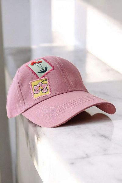 Minigimin Cicileri My Little One's Cicileri (4-8 Years Old) Flower Embroidered Girl's Cap Hat - Dusty Rose