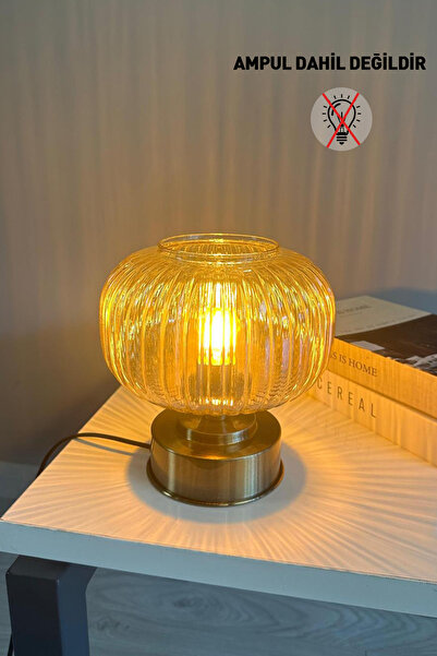 Bamyum Mola Cam Bal Rengi Masa Lambası Dekoratif Masaüstü Aydınlatma Hol Abaj...