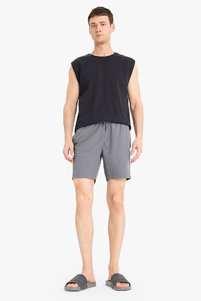 DeFacto Shorts mit normaler Passform, kurze Größe, Taschen, Netzstoff, gefüttert, Taille, Schnürung, einfarbig, leichter Stoff, Badeshorts E5133axns