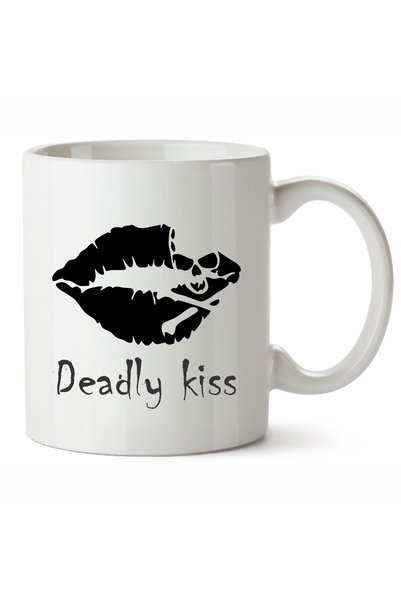 OEM Cană albă personalizată Deadly Kiss, INOVATIX®. 330 ml