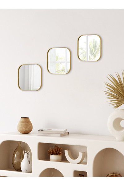 Leila Home Leila Kare Ayna Duvar Aksesuarı - Sunumluk Altın (Çok amaçlı) 24x24cm