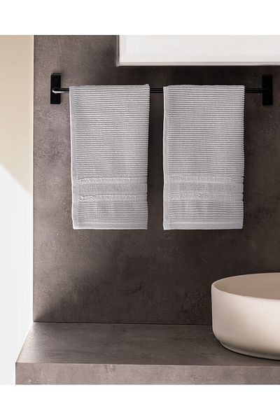 Madame Coco Alice 100% Cotton 2-Piece Hand Towel - Gray - 30X46 cm