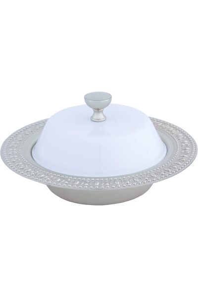 ALSAIF Iron Date Bowl Size: 18.6CM, Color: Chrome/Ivory White