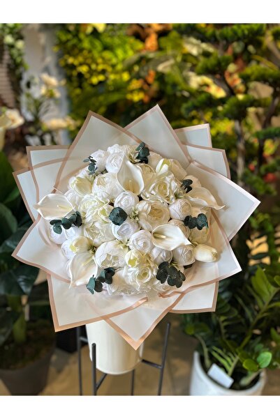 Pika Beyaz Karışık Çiçekli İsteme Çiçeği - İsteme Buketi - Yapay İsteme Çiçeğ...