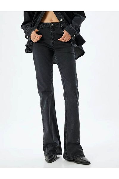 Koton Victoria Flare Black Women's Jean Pants 5Wal40206Md