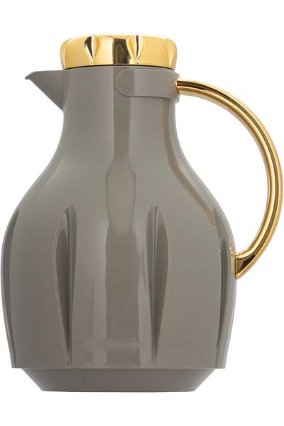 ALSAIF Deva Coffee And Tea Vaccum Flask In Grey/gold / Leak-proof And Keeps Drinks Hot 1 Liter
