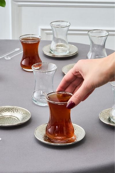 Karaca Ada 18 Piece Tea Set for 6 People Platinum