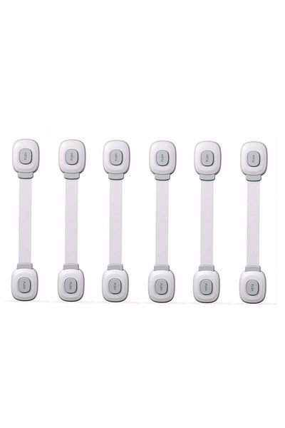 Empria Set Of 6 Flexible Double Lock Safety Locks For Doors And Drawers, Grey