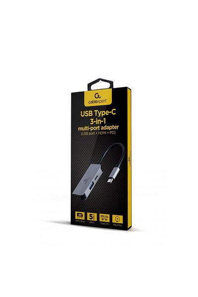 Gembird HUB USB Gembird A-CM-COMBO3-02, USB Type C (Gri)