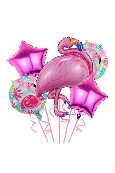 OEM Set of birthday party balloons made of aluminum foil and latex, set of 5 Flamigo Party balloons with 2 s