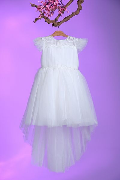 Pina Kids Girl's Evening Dress with Waist and Shoulder Embroidery Detail Aby.2287