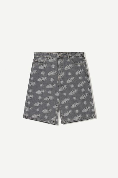 Bershka Jacquard denim Bermuda shorts