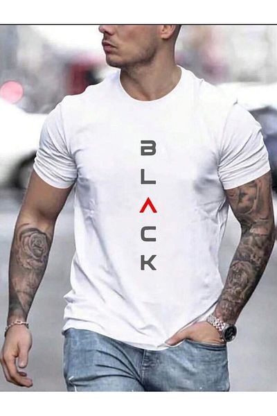 trend selection Ανδρικό μπλουζάκι Oversize - Μαύρο εμπριμέ, Crew Neck