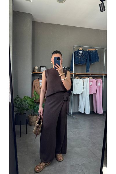 YOUR NAME Cross Closure Skirt Blouse Knitwear Set