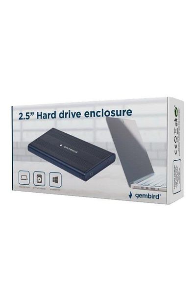 Gembird HDD enclosure Gembird for 2.5'' SATA - USB 2.0, Aluminium, Negru