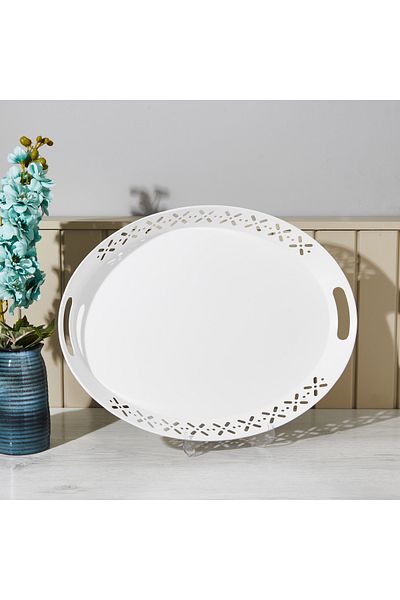 EVSTYLE White Romantic Tray - 52X39 cm
