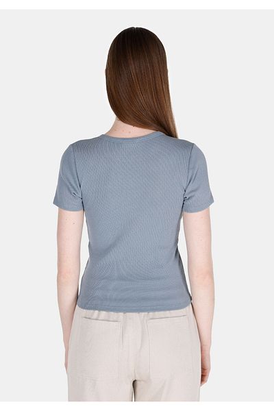 Colin's Slim Fit Round Neck Solid Women's Blue Short Sleeve T-Shirt