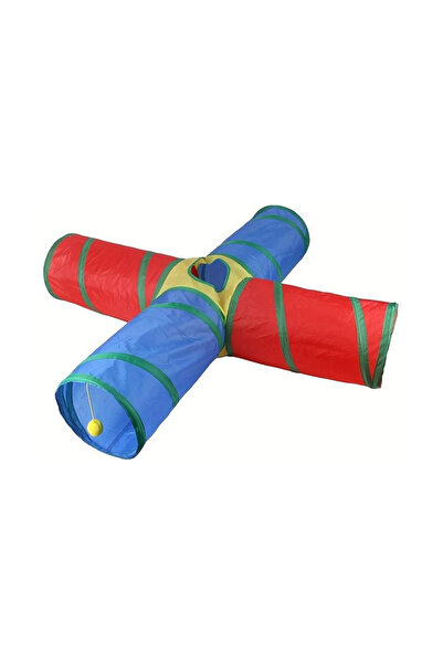 Pribor نفق لعب القطط مع 4 مخارج، نموذج قابل للطي بألوان قوس قزح