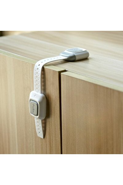 Empria Set Of 4 Flexible Safety Locks With Double Lock For Doors And Drawers, 25 Cm, Grey