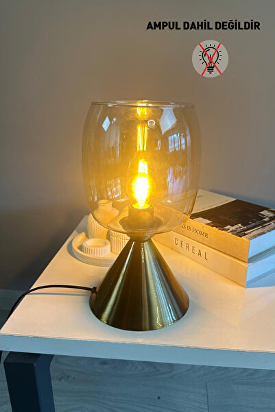 Bamyum Pearl Cam Bal Rengi Masa Lambası Dekoratif Masaüstü Aydınlatma Hol Aba...