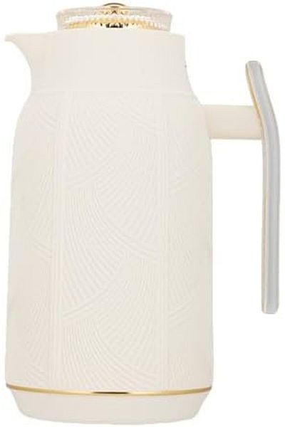 ALSAIF Deva Coffee And Tea Vaccum Flask In Ivory/gold / Leak-proof And Keeps Drinks Hot 1 Liter