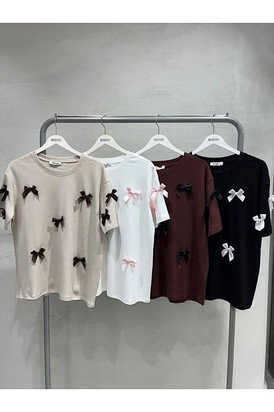 OYERGA MODA Tricou de damă cu detaliu fundă