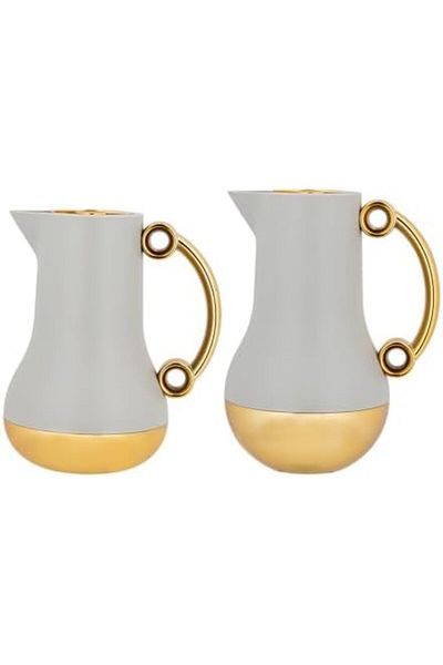 ALSAIF 2- Pieces Coffee And Tea Vacuum Flask, Leak-proof And Keeps Drinks Hot, 1.0/0.7liter, Light G