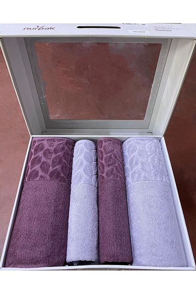Nurpak Set de baie Hazal - Set de prosoape de baie turcească Nurpak 4 piese - 2 buc 50x90-2 buc 90x150 prosoape