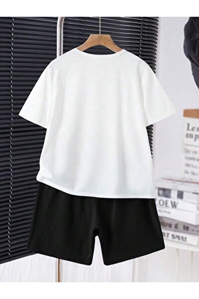 vinraus Girl\Boy White-Black Brooklyn 1988 Printed Shorts-Tshirt Set