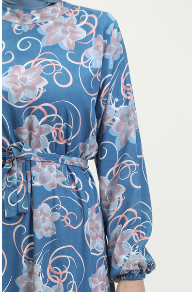 sefamerve Φόρεμα με λουλούδια Indigo Sash - 0373-03
