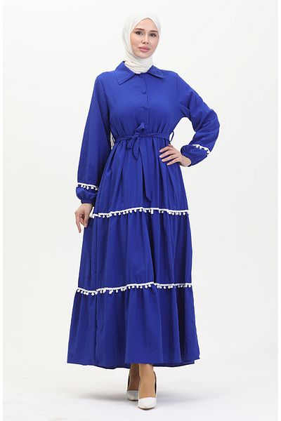 sefamerve Φόρεμα Saks Belted Pom Pom - 0482-02